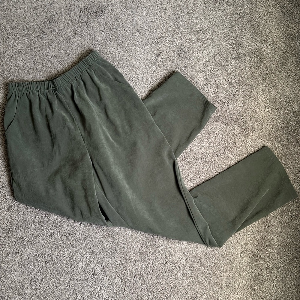 Suede Green Wide Leg Pants